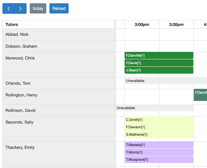 reschedule students reschedule tutors