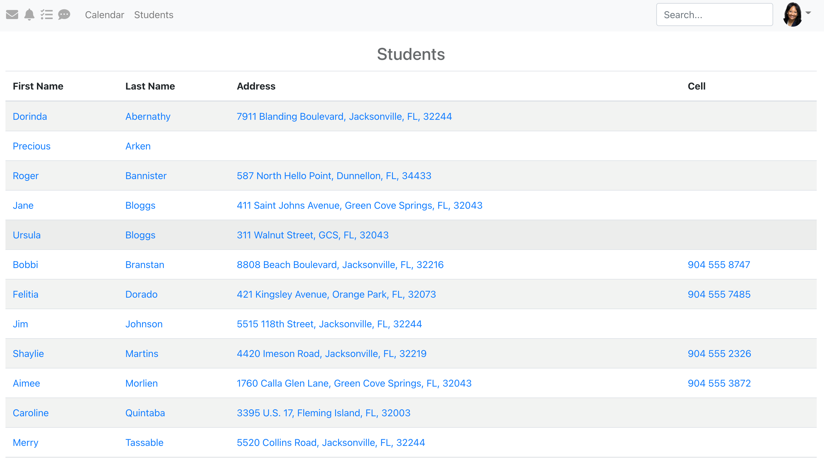 TutorPlace Student List